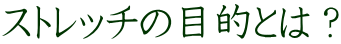 ストレッチの目的とは?